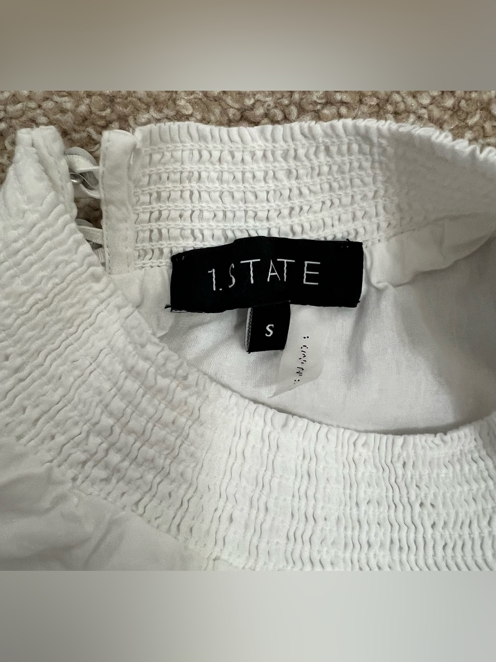 1. State White Smocked Hem Sleeveless Top Woman’s Size Small - Picture 8 of 8